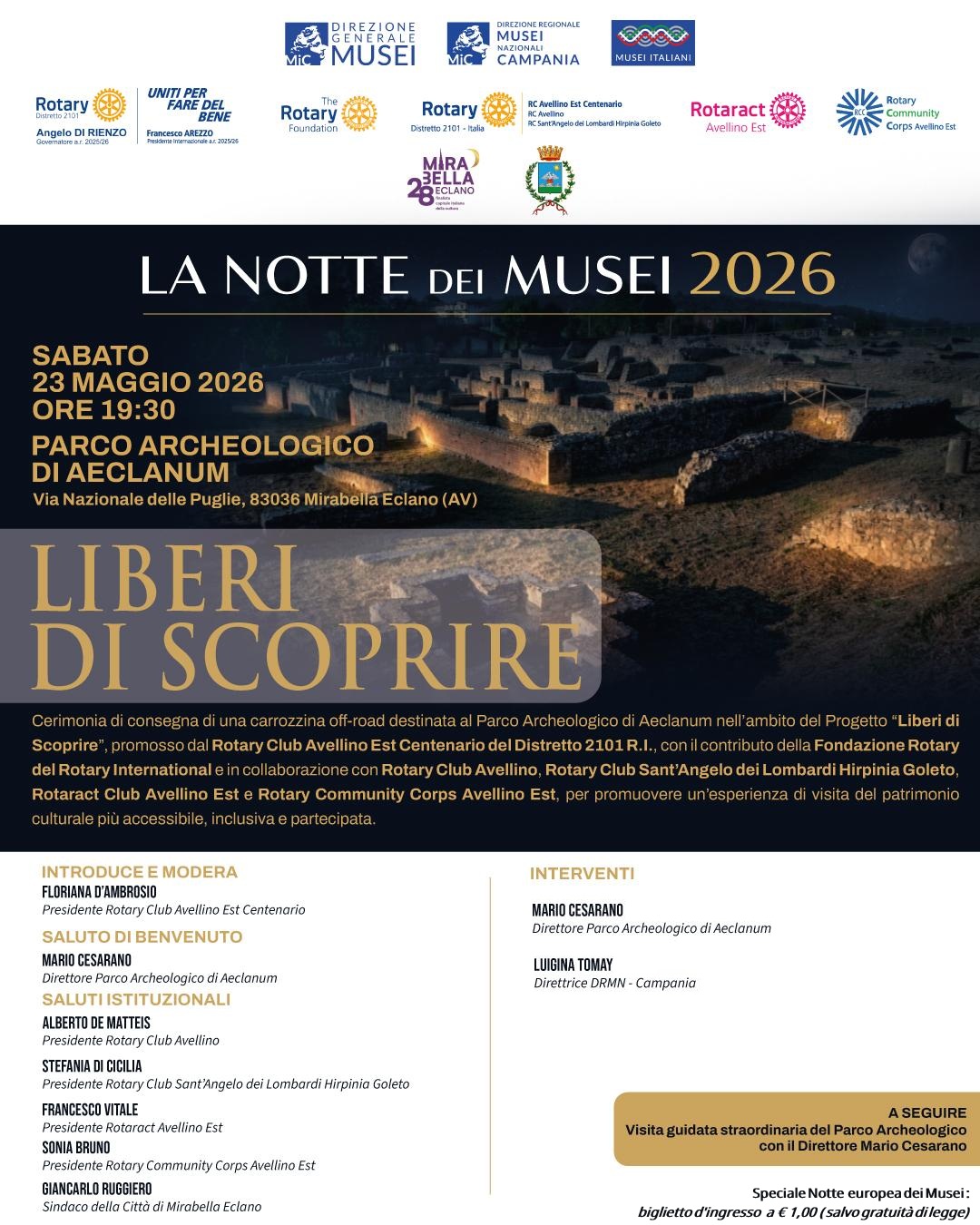 Notte europea dei Musei 2026 al Parco archeologico di Aeclanum | Liberi di scoprire